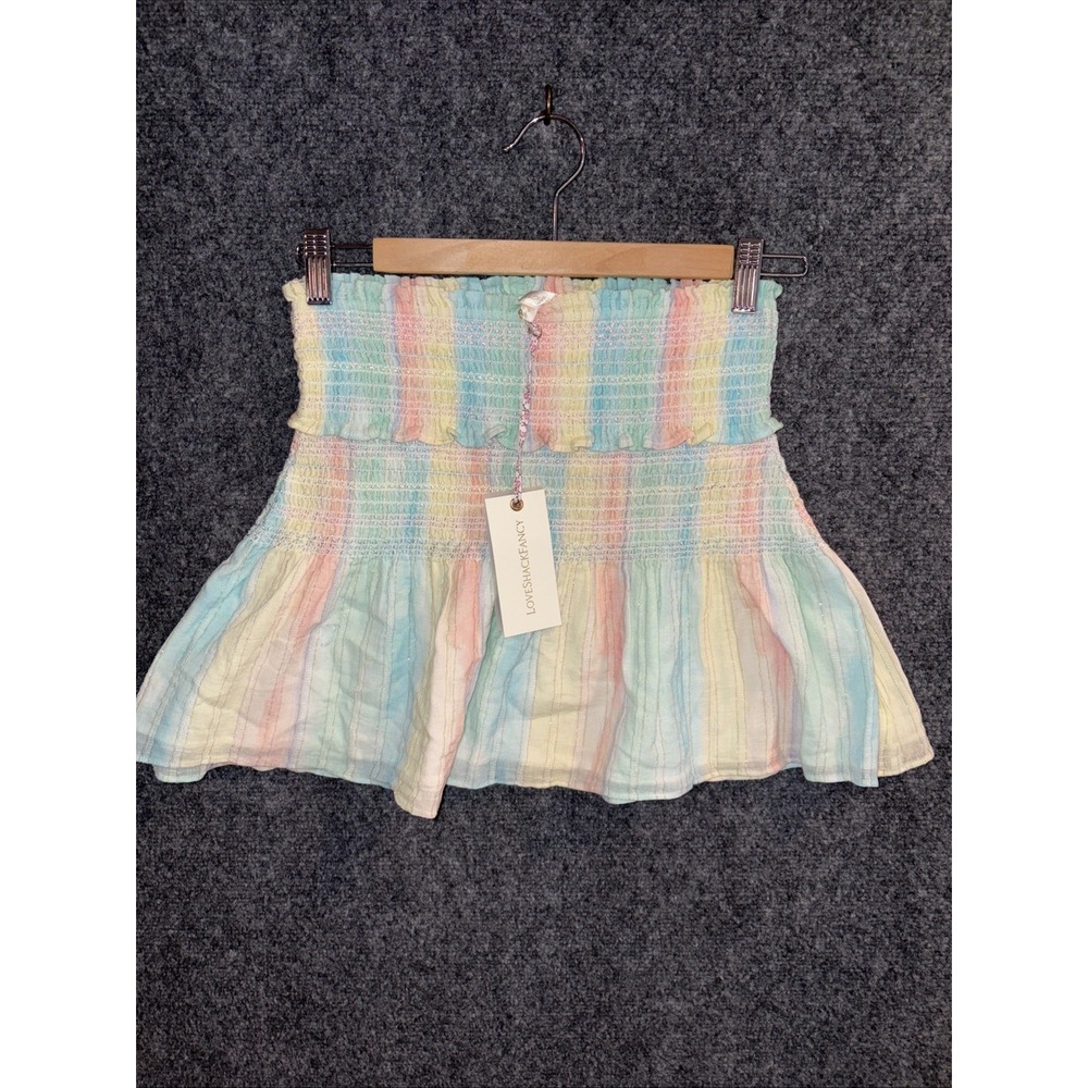 Love Shack Fancy Camilla Skirt Pastel Rainbow Gold NWT $235